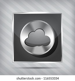metallic icon with chrome volume knob and cloud on the striped background