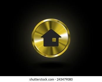 Metallic icon. Gold. Home.
