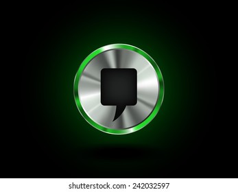 Metallic icon. Green. Chat.