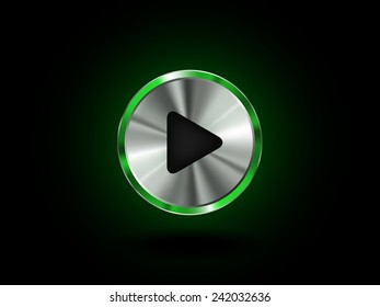 Metallic icon. Green. Play.