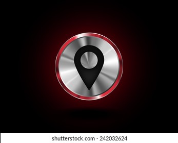 Metallic icon. Red. Pointer.