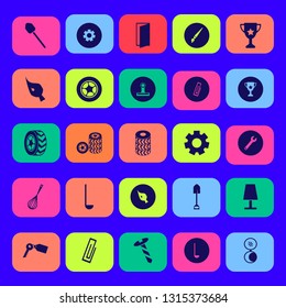 metallic icon set with table lamp, paper clip and car wheels vector illustration