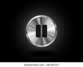 Metallic icon. Silver. Pause.