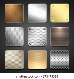 Metallic icons for mobile application interface. Gui