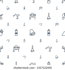 metallic icons pattern seamless white background. Included editable outline concrete mixer, bell, energetic drink, knee hammer reaction check icons. metallic icons for web and mobile.