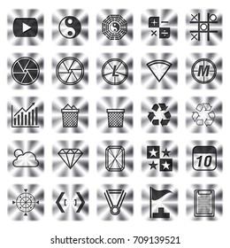 metallic Icons Set of communication for web and application. vector illustration