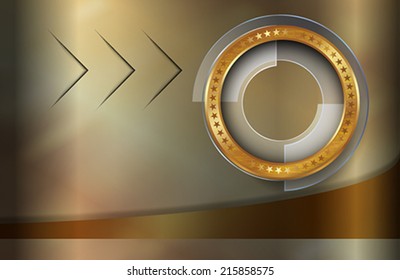 The metallic infographic element on the metallic background
