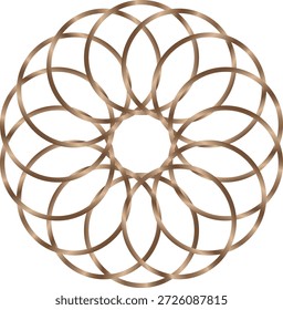 Metallische verflochtene Ringe bilden ein elegantes abstraktes geometrisches Muster auf transparentem Hintergrund