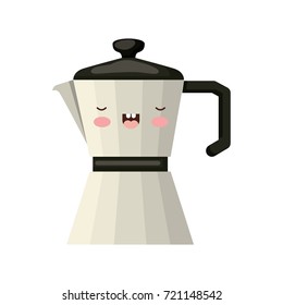 metallic jar of coffee with handle colorful kawaii silhouette vector illustration