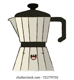 metallic jar of coffee with handle colorful kawaii blurred silhouette vector illustration