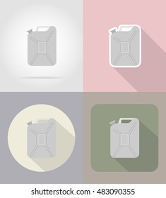 metallic jerrycan flat icons vector illustration isolated on background