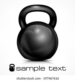 Metallic Kettle Bell, Fitness And Healthy Lifestyle Concept On White, Vector Illustration