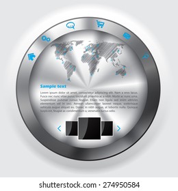 Metallic knob website template design on light gray background