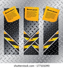 Metallic labels set with X shaped grunge lines and post its