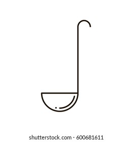 Metallic ladle with orange handle icon