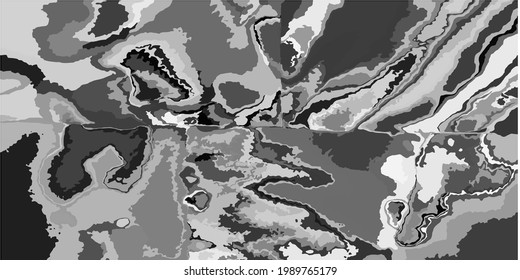 Metallic Landscape Retro Simple Dirty Art. Foggy Gray Shadows Modern Watercolor Design. Gray Tone. Grey Cloudy Dyed Vector Print. Monochrome Silver Details Modern Art Pattern.