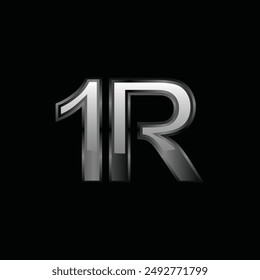 Metallic Letter 1R Modern Business Creative Technology Icon Design Logo