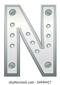  Metallic letter with rivets and screws