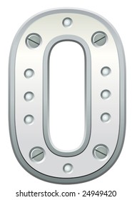 Metallic letter with rivets and screws
