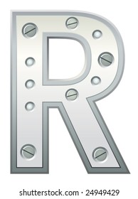  Metallic letter with rivets and screws