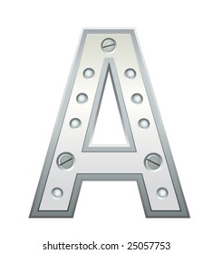 Metallic letter A with rivets and screws