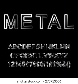 Metallic letters. Alphabet for design. Vector illustration.