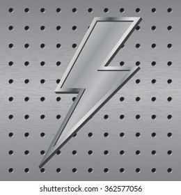 Metallic lightning bolt with the metal edging. Vector.