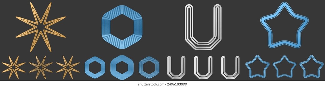 Metallic line logo design collection