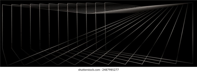 Anuncio de perspectiva de líneas metálicas, cabecera abstracta de cuadrícula de arquitecto, fondo de líneas cruzadas doradas, líneas futuristas brillantes de celosía con efecto de mezcla