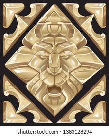 Metallic lion on the black banner,Vector illustration