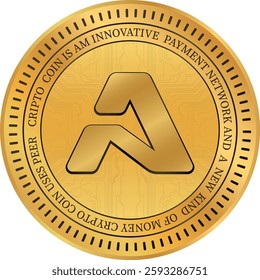 Metallic looking aethir-ath cryptocurrency drawings on abstract background. 3d illustrations.