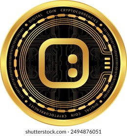 Metallic looking space id-id cryptocurrency drawings on abstract background. 3d illustrations.