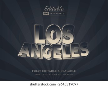 efeito de texto de los angeles metálico elegante, estilo metálico, exalando um senso de urbanidade moderna	