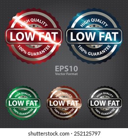 metallic low fat high quality 100% guarantee sticker, sign, badge, icon, label, vector format