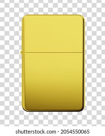 Metallic luxury lighter with closed cover. Vector illustration on checkered background