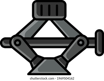 Metallic Manual Screw Jack Vector color Icon design, Car Tyre Changer helping Steel Tool Concept, Tire Repair Tools and Wheel Shop Equipment, Tyre Repair and Fix stock illustration, 