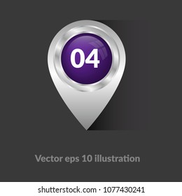 Metallic map pointer with number 04