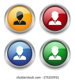 Metallic member button in four colors