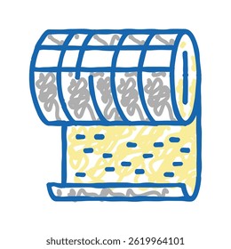 metallic mineral wool roll doodle icon sketch vector. metallic mineral wool roll sign. isolated symbol illustration