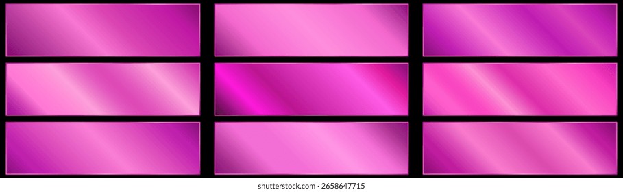 Néon metálico azul cromo gradiente colorido paletas definido. Modelo de amostra de gradiente roxo.