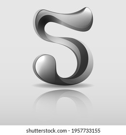 Número metálico 5. Ilustración vectorial.