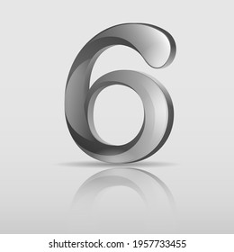 Número metálico 6. Ilustración vectorial.