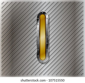 Metallic number one, with rivets on a striped perforated metallic background