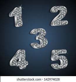  metallic numbers 1 to 5 set