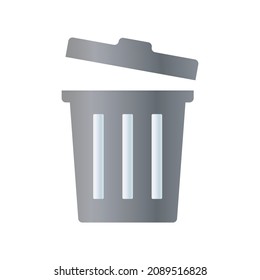 Metallic open trash icon. vector.