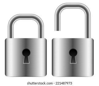 Metallic padlocks - open closed padlocks