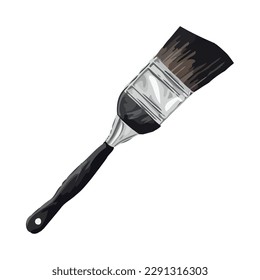 Metallic paintbrush handle for artistic creativity icon isolated