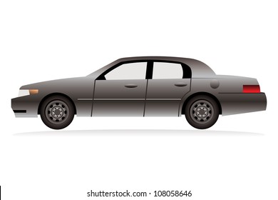 metallic painted limousine, isolated on white background