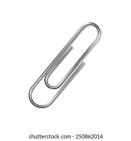 Metallic paper clip, isolated on white