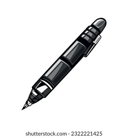 Metallic pen creates sharp signature icon isolated